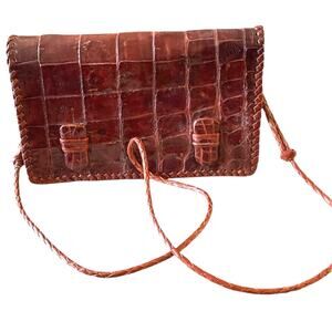 Alligator with Laced & Braided Leather Crossbody Bag